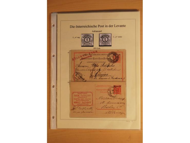 ADRIANOPEL: 1863/1908 (ca.),  Stempelsammlung auf losen Marken, 5 Ganzsachen und 2 Briefen, dabei bessere Werte wie Mi.-Nr. V