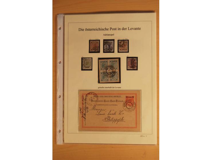 ADRIANOPEL: 1863/1908 (ca.),  Stempelsammlung auf losen Marken, 5 Ganzsachen und 2 Briefen, dabei bessere Werte wie Mi.-Nr. V