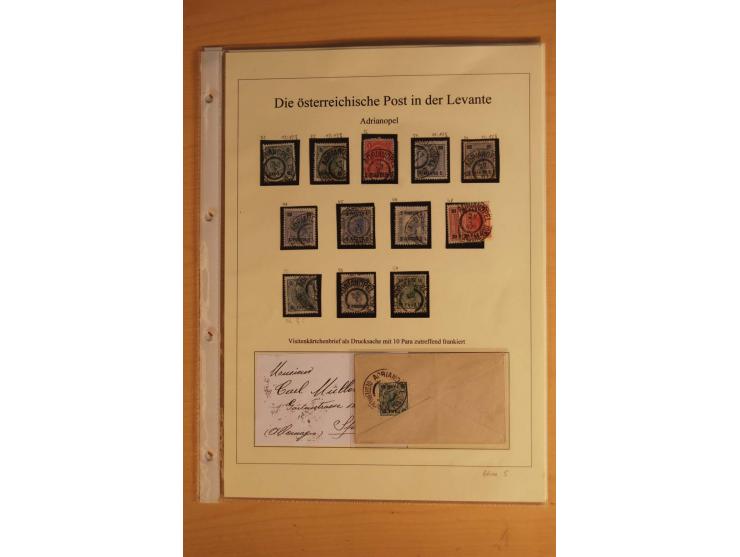 ADRIANOPEL: 1863/1908 (ca.),  Stempelsammlung auf losen Marken, 5 Ganzsachen und 2 Briefen, dabei bessere Werte wie Mi.-Nr. V