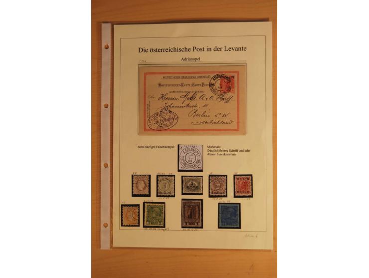ADRIANOPEL: 1863/1908 (ca.),  Stempelsammlung auf losen Marken, 5 Ganzsachen und 2 Briefen, dabei bessere Werte wie Mi.-Nr. V