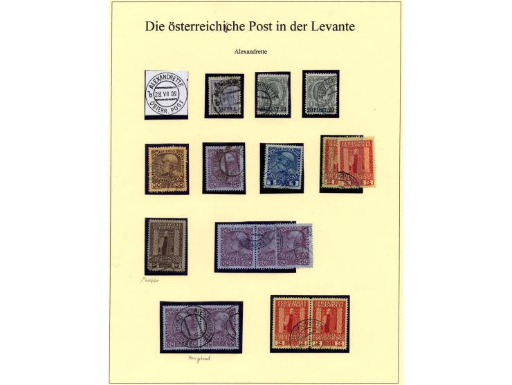 ALEXANDRETTE: 1907/13 (ca.), kleine Stempelsammlung auf losen Marken, Brief, Karte und Ganzsache, dazu Brief von der französi