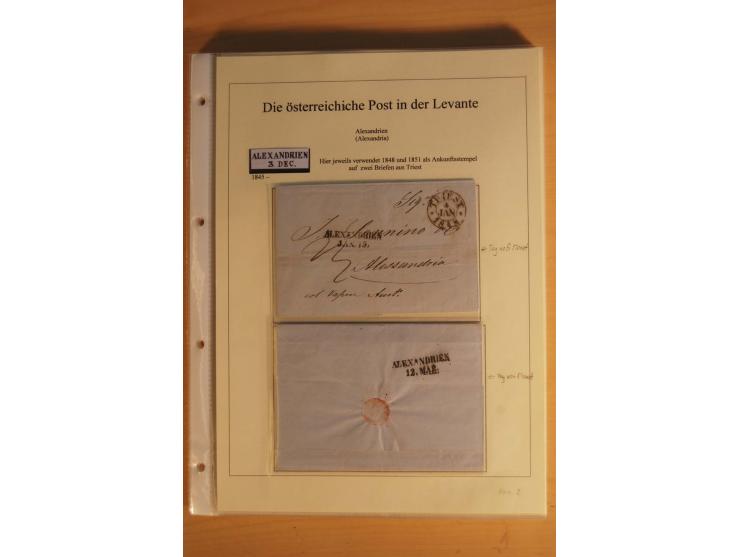 ALEXANDRIEN: 1848/88, Stempelsammlung auf losen Marken, Briefstücken und 15 Briefen, dabei L1 (als Ankunftsstempel auf 2 Brie