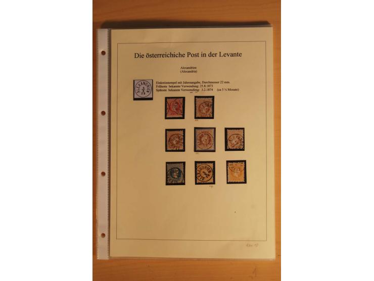 ALEXANDRIEN: 1848/88, Stempelsammlung auf losen Marken, Briefstücken und 15 Briefen, dabei L1 (als Ankunftsstempel auf 2 Brie