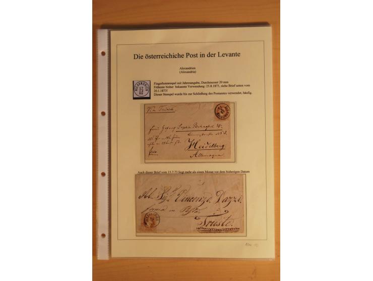 ALEXANDRIEN: 1848/88, Stempelsammlung auf losen Marken, Briefstücken und 15 Briefen, dabei L1 (als Ankunftsstempel auf 2 Brie