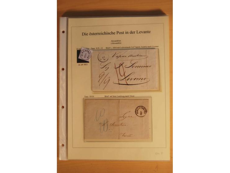 ALEXANDRIEN: 1848/88, Stempelsammlung auf losen Marken, Briefstücken und 15 Briefen, dabei L1 (als Ankunftsstempel auf 2 Brie