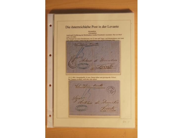 ALEXANDRIEN: 1848/88, Stempelsammlung auf losen Marken, Briefstücken und 15 Briefen, dabei L1 (als Ankunftsstempel auf 2 Brie