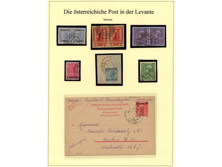 MERSINA: 1902/10 (ca.), Stempelsammlung mit losen Marken, Briefstücken und 6 Briefen, Karten und Ganzsachen (dabei R-Brief), 