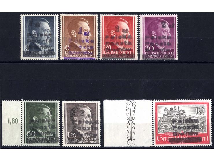 LOKALAUSGABEN: BRWINOW: 1945, 7 verschiedene postfrische Marken, alle sign. Krawczyk