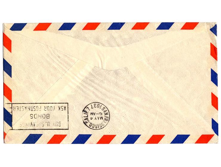 1937, 5 verschiedene PAA-Erstflugbriefe von Macau nach Hong-Kong, Manila, Guam, Honolulu und San Francisco mit diversen Alleg