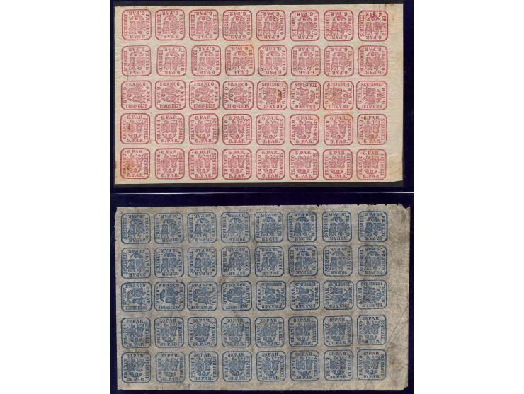 1862/64, ungebrauchte und gestempelte Partie Mi.-Nr. 8I-10II, dabei Farbnuancen, verschiedene Papiersorten, 9II und 10II in k