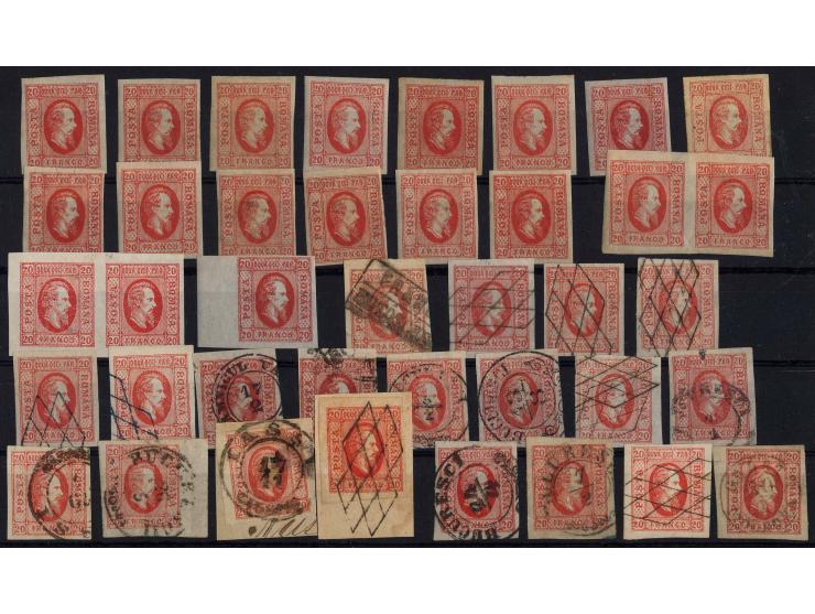 1864/65, Fürst Cuza, ungebrauchte und gestempelte Partie, dabei Essay, Einheiten, Farbnuancen, verschiedene Papiere, einige S