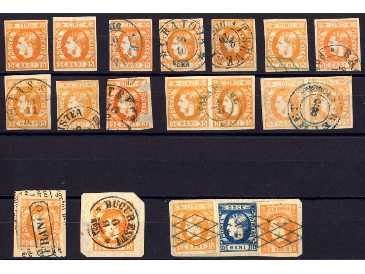 1869, ungebrauchte und gestempelte Zusammenstellung, dabei Farbnuancen, Paare, Randstücke, Briefstücke, einige Marken nicht e