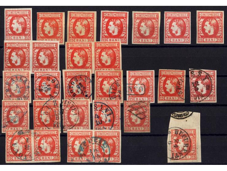1869, ungebrauchte und gestempelte Zusammenstellung, dabei Farbnuancen, Paare, Randstücke, Briefstücke, einige Marken nicht e