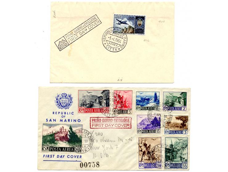 1951/58, 10 meist FDC mit u.a. Mi.-Nr. 442-50, 456 im Kleinbogen und 512 (Mi. ca. 600,-)
