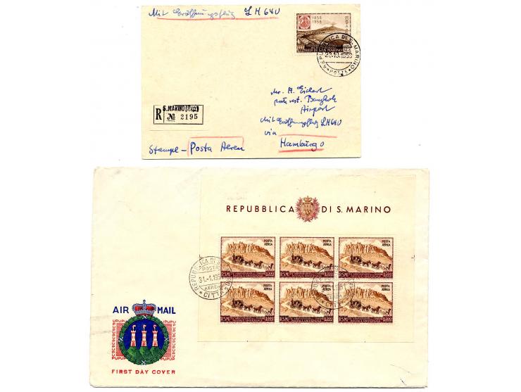 1951/58, 10 meist FDC mit u.a. Mi.-Nr. 442-50, 456 im Kleinbogen und 512 (Mi. ca. 600,-)
