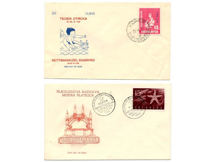 1950/53, kleine gestempelte Zusammenstellung mit Mi.-Nr. 104b (Fotoattest Zrinjscak BPP), ZZP3 (sign. Schlenger BPP), dazu 5 