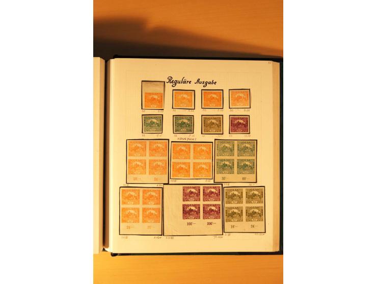 1918/19, Hradschin, ungebrauchte reichhaltige Sammlung, dabei Essay, Druckproben in schwarz, Farbproben, Makulaturdrucke, Auf