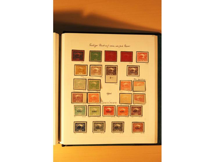 1918/19, Hradschin, ungebrauchte reichhaltige Sammlung, dabei Essay, Druckproben in schwarz, Farbproben, Makulaturdrucke, Auf