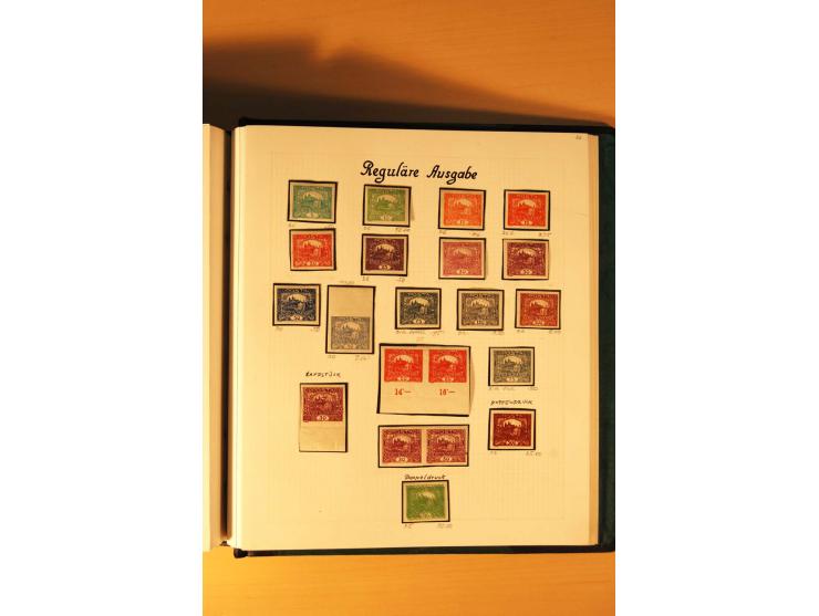 1918/19, Hradschin, ungebrauchte reichhaltige Sammlung, dabei Essay, Druckproben in schwarz, Farbproben, Makulaturdrucke, Auf
