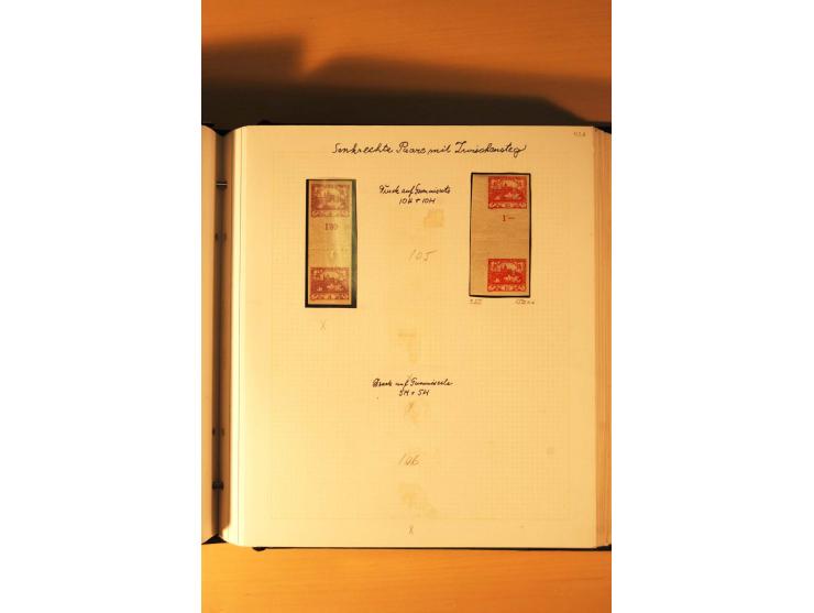 1918/19, Hradschin, ungebrauchte reichhaltige Sammlung, dabei Essay, Druckproben in schwarz, Farbproben, Makulaturdrucke, Auf