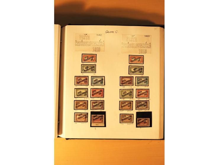 1919,  POSTA CESKOSLOVENSKA, ungebrauchte Sammlung der Aufdruckmarken, dabei verschiedene Typen, kopfstehende Aufdrucke, vers
