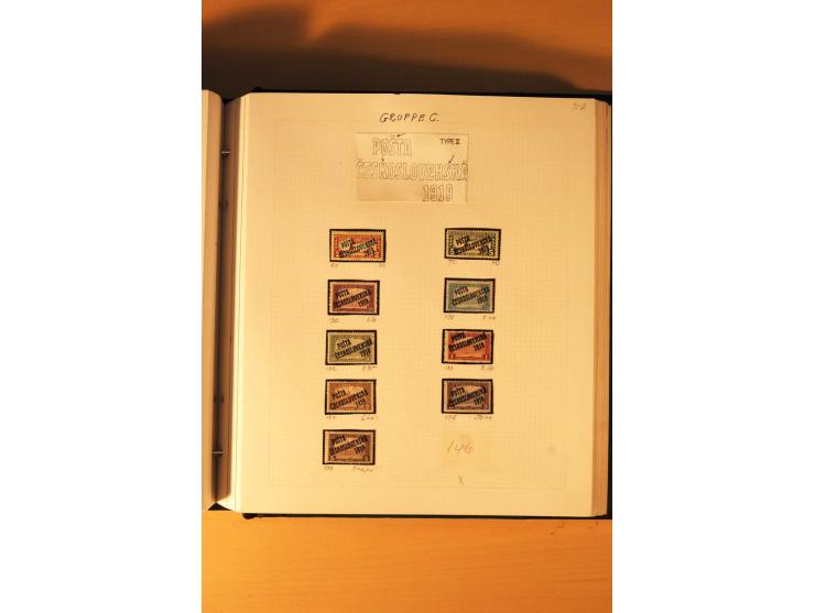 1919,  POSTA CESKOSLOVENSKA, ungebrauchte Sammlung der Aufdruckmarken, dabei verschiedene Typen, kopfstehende Aufdrucke, vers