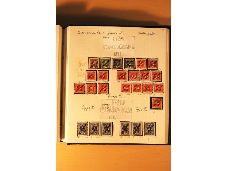 1919,  POSTA CESKOSLOVENSKA, ungebrauchte Sammlung der Aufdruckmarken, dabei verschiedene Typen, kopfstehende Aufdrucke, vers