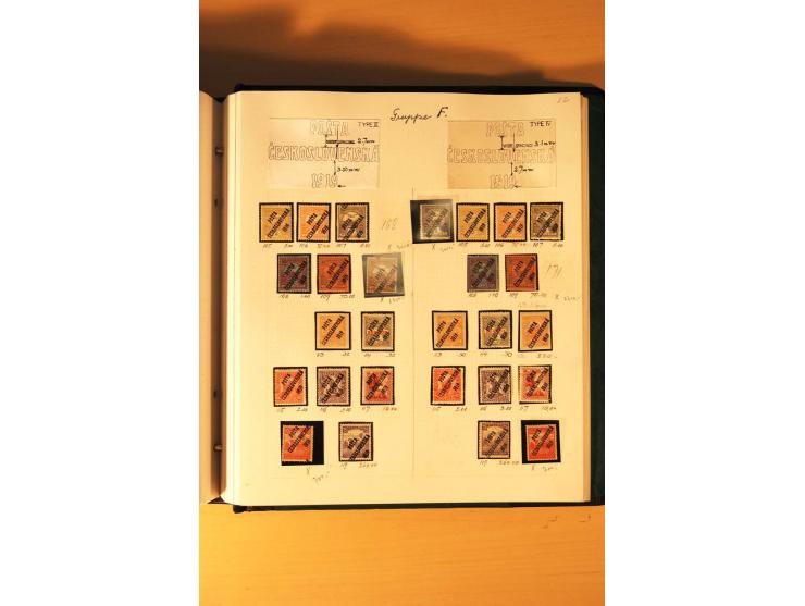 1919,  POSTA CESKOSLOVENSKA, ungebrauchte Sammlung der Aufdruckmarken, dabei verschiedene Typen, kopfstehende Aufdrucke, vers
