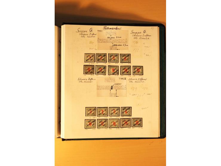 1919,  POSTA CESKOSLOVENSKA, ungebrauchte Sammlung der Aufdruckmarken, dabei verschiedene Typen, kopfstehende Aufdrucke, vers