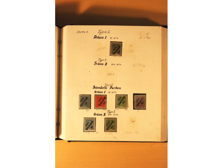 1919,  POSTA CESKOSLOVENSKA, ungebrauchte Sammlung der Aufdruckmarken, dabei verschiedene Typen, kopfstehende Aufdrucke, vers