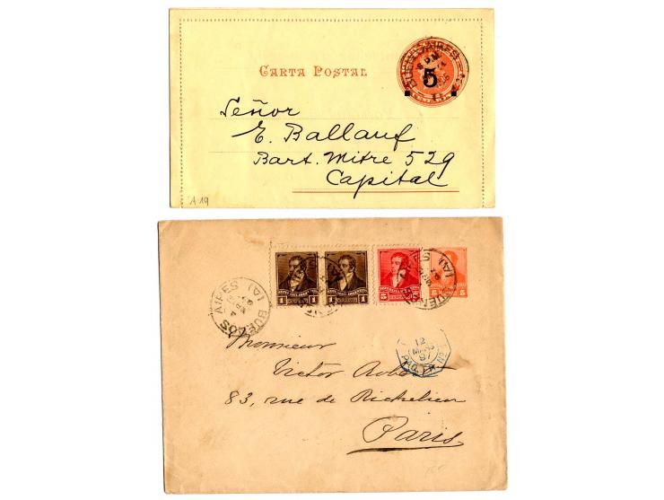 1857/1906, 9 Briefe/Ganzsachen, dabei 4 markenlose Briefe und Bordeaux, dazu Mi.-Nr. 5, 2 Briefstücke sowie ungebrauchtes und