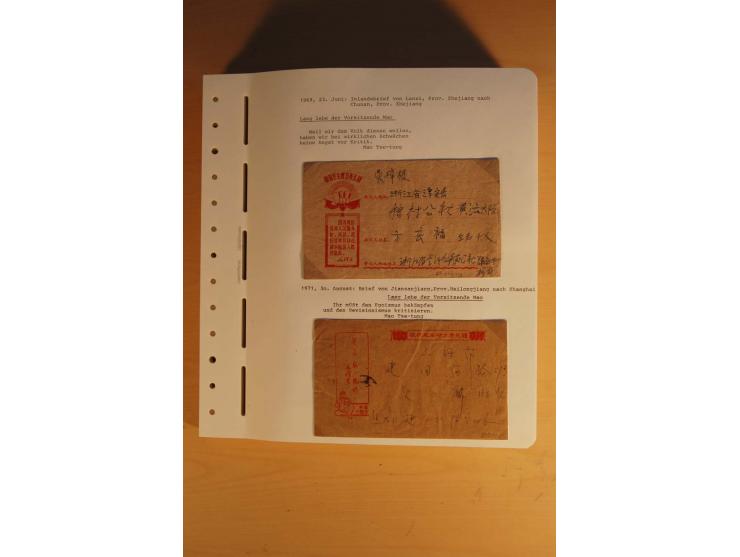 1963/76 (ca.), Sammlung mit rd. 170 Briefen, Formularen u.a. mit Mao-Zitaten, Liedern etc. aus der Zeit der Kulturrevolution;
