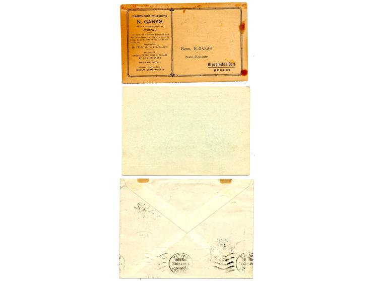 OLYMPISCHE SPIELE: 1906, Zwischenolympiade, 6 Proben, dabei 4er-Block, dazu 6 Belege Fackellauf 1936