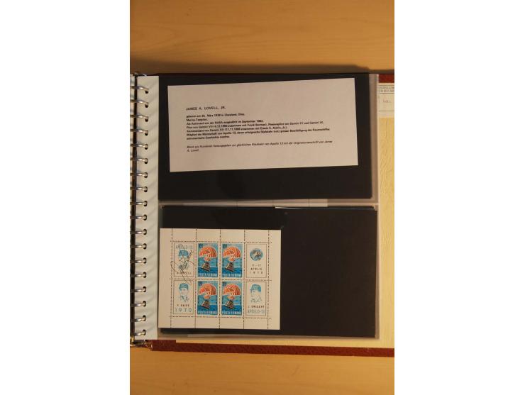 WELTRAUM: 1969, 19 verschieden Blocks mit Weltraum-Motiven und verschiedenen Unterschriften von amerik. Astronauten