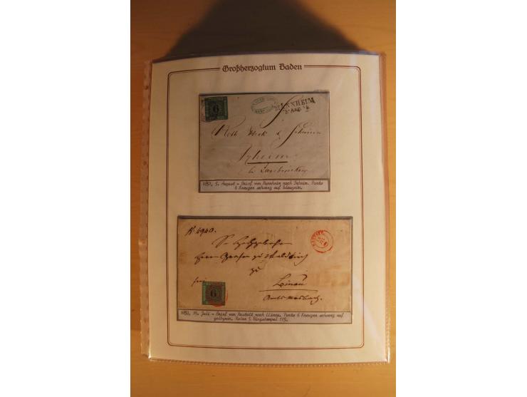 1851/68, alte, ausstellungsmäßig aufgezogene Sammlung, hauptsächlich bestehend aus rund 90 frankierten Briefen und gebrauchte