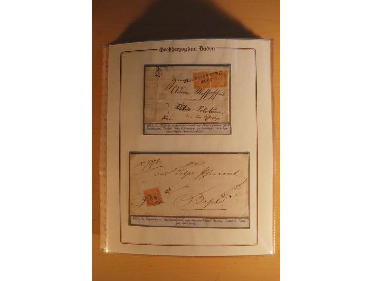 1851/68, alte, ausstellungsmäßig aufgezogene Sammlung, hauptsächlich bestehend aus rund 90 frankierten Briefen und gebrauchte