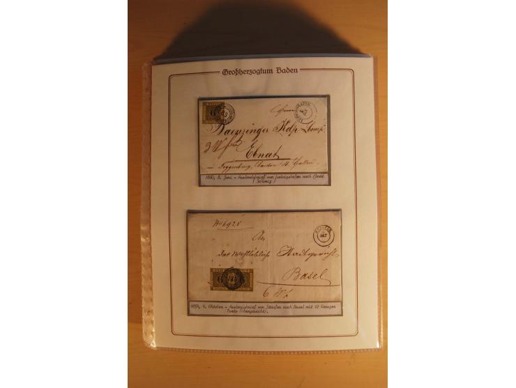 1851/68, alte, ausstellungsmäßig aufgezogene Sammlung, hauptsächlich bestehend aus rund 90 frankierten Briefen und gebrauchte