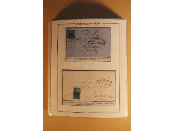 1851/68, alte, ausstellungsmäßig aufgezogene Sammlung, hauptsächlich bestehend aus rund 90 frankierten Briefen und gebrauchte