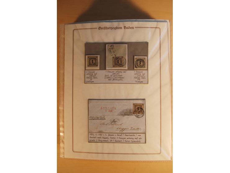 1851/68, alte, ausstellungsmäßig aufgezogene Sammlung, hauptsächlich bestehend aus rund 90 frankierten Briefen und gebrauchte