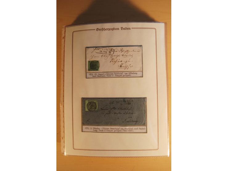 1851/68, alte, ausstellungsmäßig aufgezogene Sammlung, hauptsächlich bestehend aus rund 90 frankierten Briefen und gebrauchte