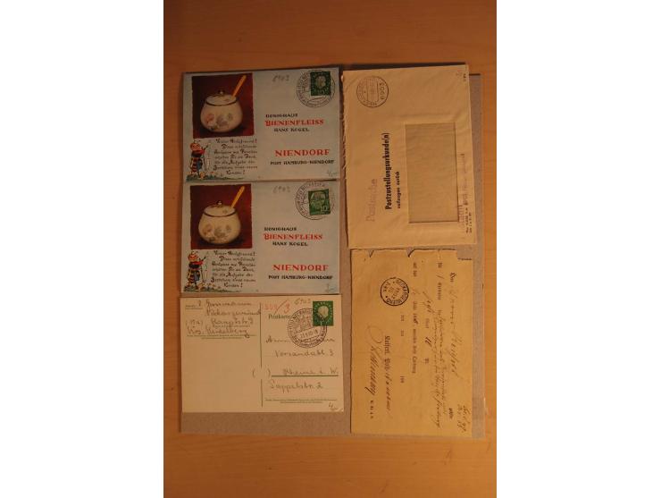 NECKARGEMÜND: 1840/1930 (ca.), nicht aufgezogene Heimatsammlung mit viel Material, dabei Postscheine, viele frankierte Baden-