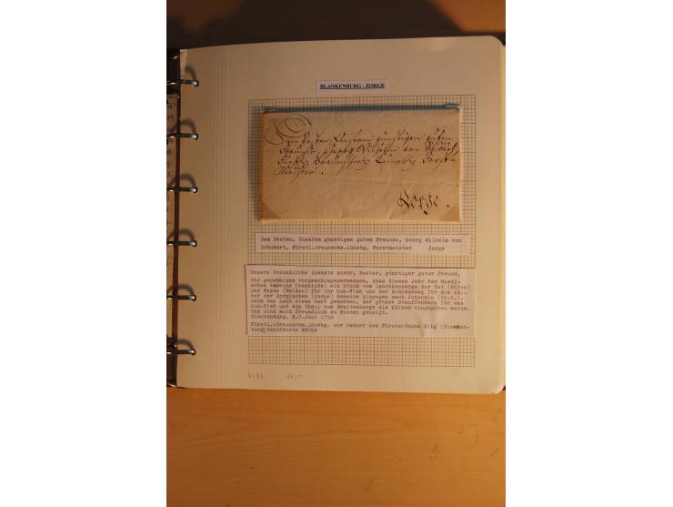 1750/1880, umfangreiche Vorphila-Sammlung inkl. einiger markenloser Briefe nach 1852 von Amelunxborn bis Zorge mit ca. 450 Br