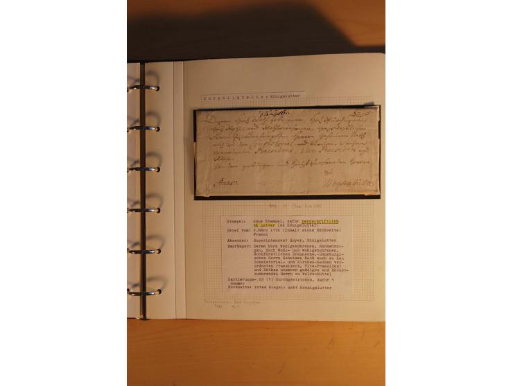 1750/1880, umfangreiche Vorphila-Sammlung inkl. einiger markenloser Briefe nach 1852 von Amelunxborn bis Zorge mit ca. 450 Br