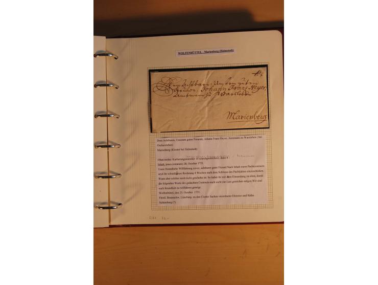 1750/1880, umfangreiche Vorphila-Sammlung inkl. einiger markenloser Briefe nach 1852 von Amelunxborn bis Zorge mit ca. 450 Br