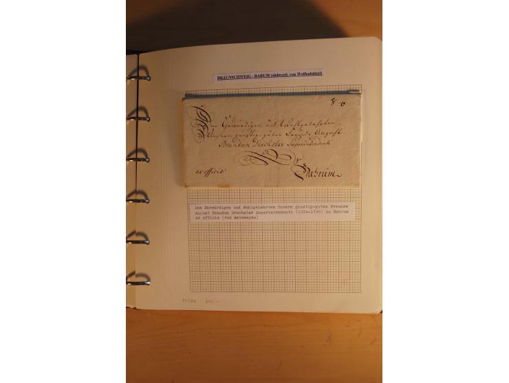 1750/1880, umfangreiche Vorphila-Sammlung inkl. einiger markenloser Briefe nach 1852 von Amelunxborn bis Zorge mit ca. 450 Br
