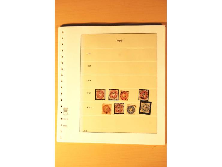1851/63, kleine Stempelsammlung auf losen Marken bzw. Briefstücken, dabei Vollgitter- und Ortsstempel, Erhaltung von leicht f