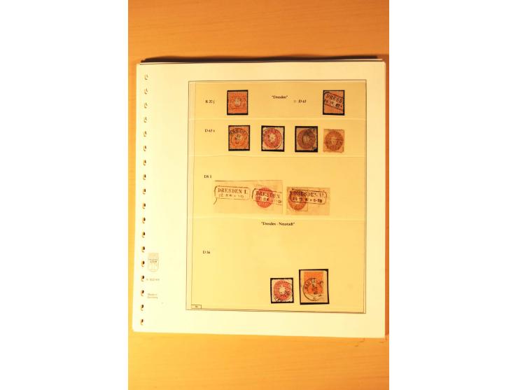 1851/63, kleine Stempelsammlung auf losen Marken bzw. Briefstücken, dabei Vollgitter- und Ortsstempel, Erhaltung von leicht f
