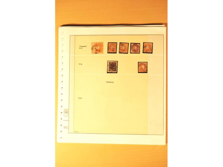 1851/63, kleine Stempelsammlung auf losen Marken bzw. Briefstücken, dabei Vollgitter- und Ortsstempel, Erhaltung von leicht f