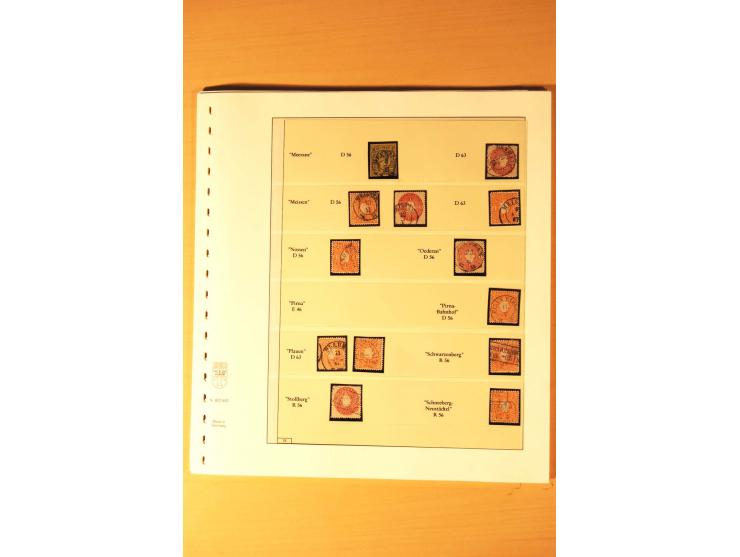 1851/63, kleine Stempelsammlung auf losen Marken bzw. Briefstücken, dabei Vollgitter- und Ortsstempel, Erhaltung von leicht f