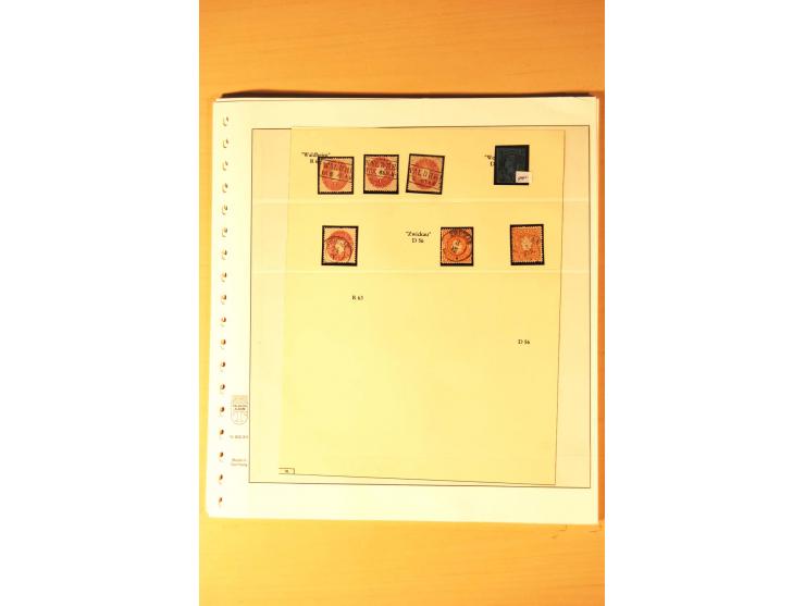 1851/63, kleine Stempelsammlung auf losen Marken bzw. Briefstücken, dabei Vollgitter- und Ortsstempel, Erhaltung von leicht f